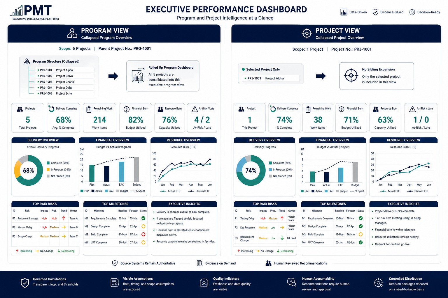 Generic PMT program and project executive dashboard
